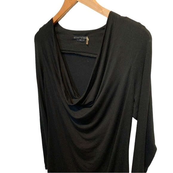 Alice+Olivia Black Base Jersey Knit Draped Cowl Neck Tunic - Picture 3 of 8